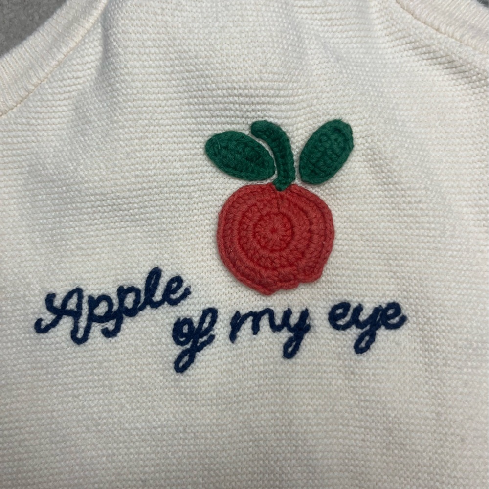 HANNA ANDERSSON Apple 100% Cotton Summer Cream Red Knit Buttons Bodysuit Romper - Picture 5 of 10